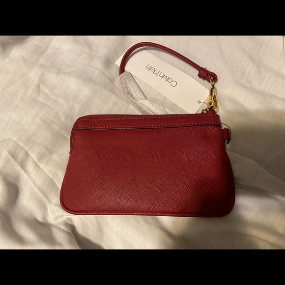 Calvin Klein Saffiano Red Wristlet - Picture 3 of 5